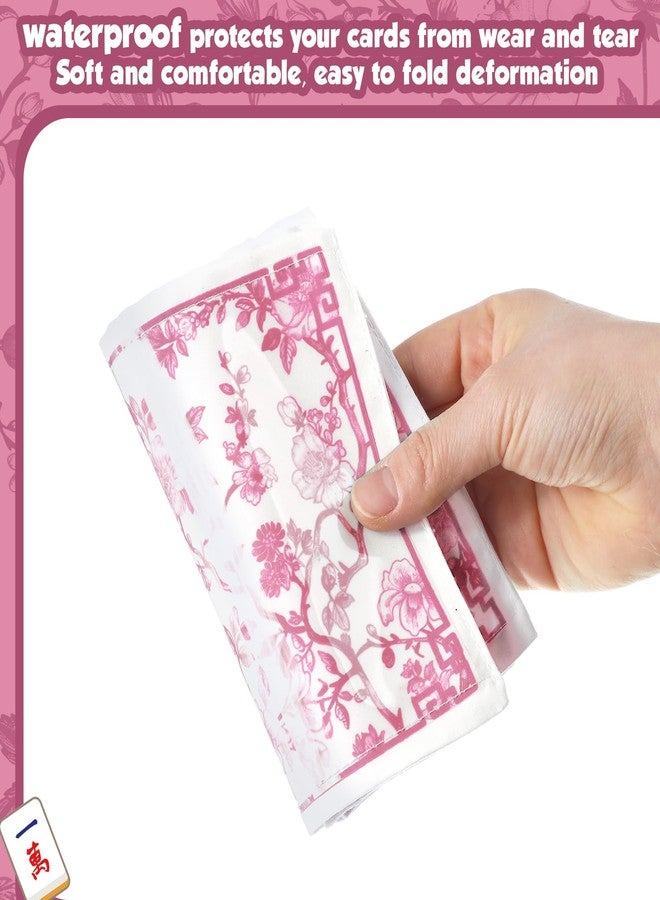 Sonwyoung 4 Pack Chinoiserie Mahjong Card Holder Chinoiserie Print Mahjong Card Sleeve Large Size(6 1/8”x4 3/4”) Soft Printed Fabric Scorecard Protector Holder Cover Gifts(Pink) - Image 4
